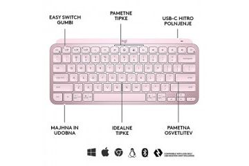 tipkovnice LOGITECH Tipkovnica Logitech MX Keys Mini, roza, SLO g.